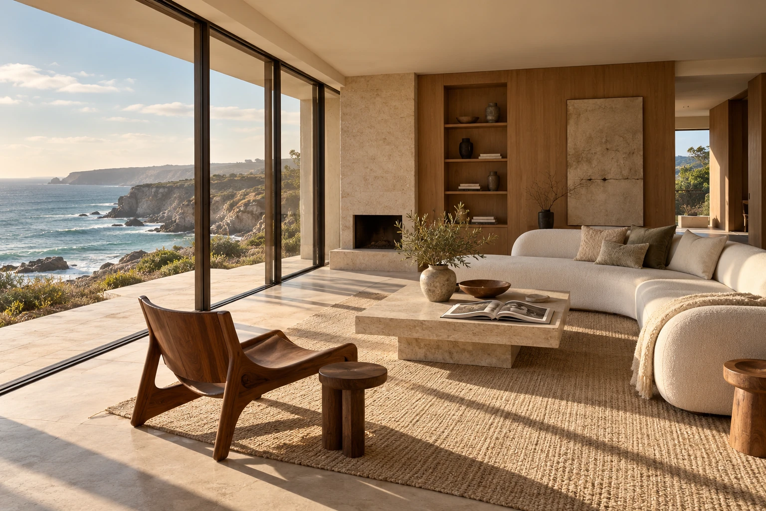 Warm natural materials in the coastal interior